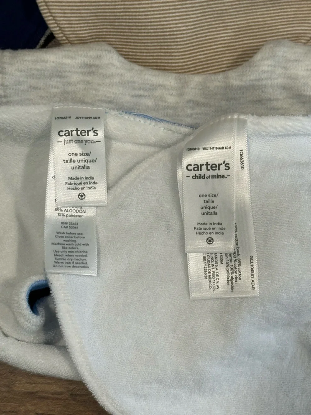 9-Piece Bundle of Carter's Baby Bandana Bibs - Blue, Navy, Cream & Green Prints